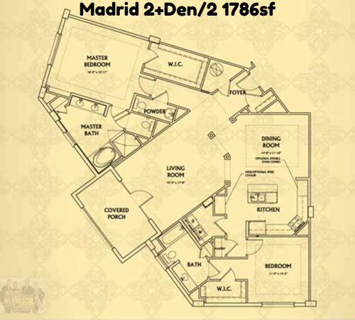 Madrid 2+Den/2 1786sf Valencia Floor Plan